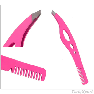 Professional Luxury Stainless Steel Eyebrow Comb Tweezer Hair Removal Grooming Tool Comfortable Handle for Salon Personal Use - Product Image 5