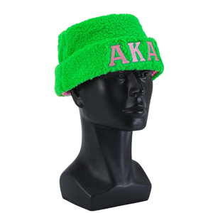 AKA Green Sherpa Beanie Hat Green Fleece <b>Winter</b> <b>Cap</b> with Pink Embroidered Letters Soft Warm Roll Cuff Beanie <b>for</b> Women <b>Men</b> - Product Image 6