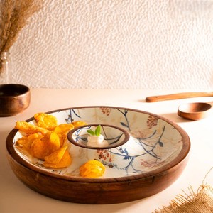 Plateau de service rond en bois naturel pour fromage, fruits, collations, cuisine, restaurant, vaisselle - Product Image 6