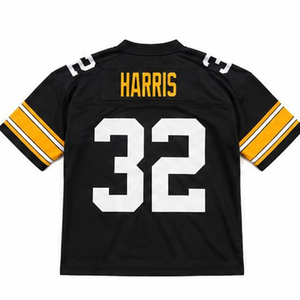 Maillot de football américain noir pour homme, numéro 32, col en V, manches courtes, polyester respirant, coupe classique, toutes saisons - Product Image 4
