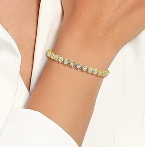 Luxury Gold Bezel <b>Set</b> Moissanite Tennis Bracelet Iced Out Hip Hop Jewellery Diamond Look Wrist Shine Bracelet - Product Image 2