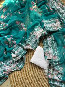 Premium Soft Georgette Fabric Lace Border Work Light Weight 5.5 MTR Long Length Customized Designer Party Saree Blouse Piece - Product Image 5