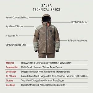 Chaqueta de Esquí Freeride Personalizada de 3 Capas, Impermeable, Transpirable, Resistente, con Exterior de Cordura 25K para Snowboard, para Hombre, Invierno - Product Image 5