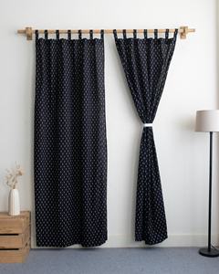 Rideaux occultants en coton imprimé à pois noirs, rideaux imprimés à pois colorés pour la chambre des enfants - Product Image 1