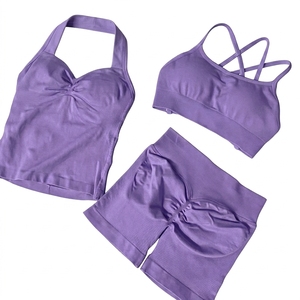 Soutien-gorge de sport sans couture pour femme, dos nu, avec logo frontal, maintien moyen, rembourré, respirant, extensible, pour le yoga et le fitness - Product Image 5