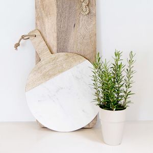 Tabla de cortar premium de mármol y madera para cocina, para cortar verduras, frutas y carne, elegante tabla de madera y piedra natural. - Product Image 1
