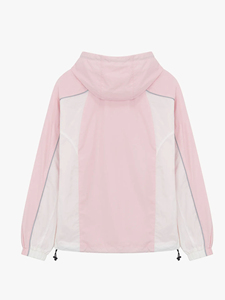 Chaqueta Cortavientos con Capucha de Peso Medio para Hombre, Rosa y Blanco con Bloques de Color, Casual, Transpirable, con Cierre de Cremallera, Ropa Deportiva de Invierno - Product Image 1