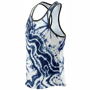 Tie Dyed <b>Mens</b> Tank Top Blue <b>White</b> Casual Breathable Sleeveless O-Neck Knitted Polyester Sport Wear Gym Training Tank Top <b>Vest</b> - Product Image 4