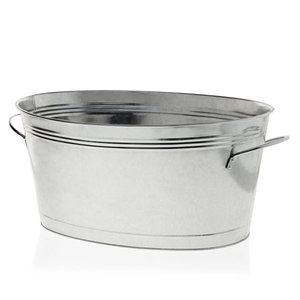 Bañera Ovalada de Metal Galvanizado para Bebidas, Cubo Grande para Hielo y Cerveza con Asas Laterales para Fiestas al Aire Libre y Bodas - Product Image 1