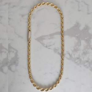 สร้อยคอเชือกถักแบบหนา สไตล์ใหม่ ขนาด 6 มม. ประดับเพชรเทียม ตัวล็อคแบบเกี่ยว  ทำจากเงินแท้ 925 ชุบทอง 18k  วัสดุสแตนเลส สำหรับผู้ชาย - Product Image 1