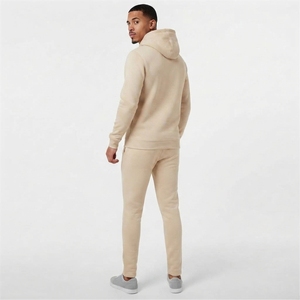 Ensemble de survêtement 2 pièces personnalisé pour homme, respirant, séchage rapide, automne, avec capuche unie en polaire et cordon de serrage, pull intégral décontracté pour la gym et le jogging - Product Image 2