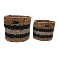 Paniers de rangement décoratifs pliables en jonc de mer et jute, tressés à la main, avec poignées, doublure plastique, imperméables, écologiques, durables et respirants