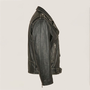 Custom Men's Leather <b>Jacket</b> Genuine Leather <b>Biker</b> <b>Jacket</b> Wholesale Vintage Motorcycle <b>Jacket</b> With Custom Logo OEM Factory - Product Image 2