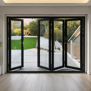 Porte coulissante pliante en aluminium sur mesure série 66 80, porte accordéon en verre pour balcon, porte patio, porte extérieure, isolation thermique - Product Image 1