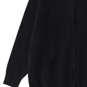 Knitted Breathable Zip-Up Sweater Black High Neck Full-Zip <b>Cardigan</b> Soft Warm Long Sleeve Casual Streetwear Top Front Logo - Product Image 6