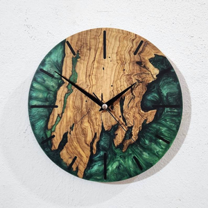 Horloge murale élégante en résine à mouvement à quartz, motif nature morte moderne, aiguille en époxy, alimentée par piles, pour salon et bureau - Product Image 5
