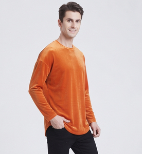 เสื้อยืดแขนยาวกำมะหยี่คุณภาพสูงสำหรับผู้ชาย เนื้อผ้านุ่มพิเศษ สวมใส่สบาย คอทรงโอ เรียบง่าย แฟชั่น เสื้อยืด OEM เสื้อผู้ชายแบบสั่งทำ - Product Image 5