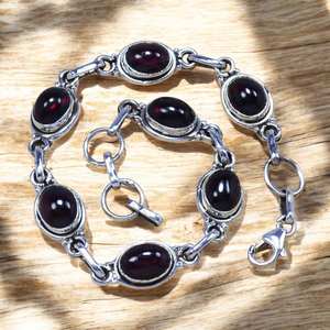 Pulsera de Granate con Plata de Ley 925, Joyería Hecha a Mano, Pulsera Fina de Plata al por Mayor - Product Image 1