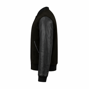 Men'<b>s</b> Customized Colors Varsity <b>Jacket</b> Woolen Body Leather Sleeves Stand Collar Button Front Casual Winter Vintage Patchwork - Product Image 6