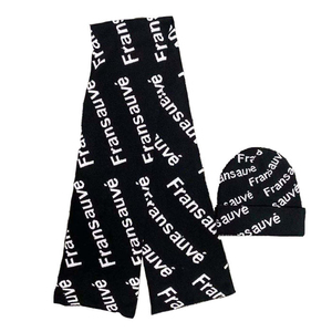 New Trier Knitted Beanie <b>Hat</b> With Pom Pom <b>And</b> <b>Scarf</b> Set Embroidered Logo Winter Warm Accessory Unisex Adult Casual Wear - Product Image 2