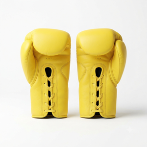 Guantes de Boxeo de Cuero Vacuno Amarillo, Duraderos, para Todas las Estaciones, Entrenamiento, Sparring, Equipo de Ejercicio, Soporte de Muñeca Ajustable - Product Image 2
