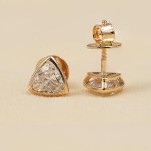 Hot Selling 1.01CT Each Trillion Cut Lab Grown Diamond Stud Earrings For Women's 14K Solid Gold Wedding <b>party</b> Gift Her - Product Image 6
