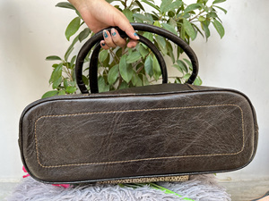 Bolso de mano de cuero real Bolso de mano de piel de animal occidental Bolso de mano de lona para mujer - Product Image 6