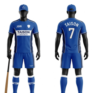 Uniforme de Hockey sobre Césped de Poliéster Premium de 180 GSM, Diseño de Paneles Azul y Blanco, Transpirable, con Logotipo Personalizado - Product Image 1