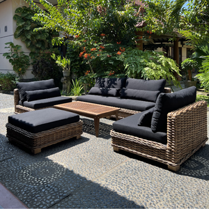 New Modern Minimalist Solid Teak Wood Outdoor Garden Furniture <b>Sofa</b> Set Natural Brown Finish For Patio Balcony And Exterior - Product Image 6