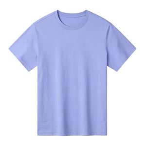 T-shirt décontracté en jersey tricoté pour homme, coupe ample, manches régulières, motif uni, 100 % coton respirant, marron, 300g, vente en gros - Product Image 3