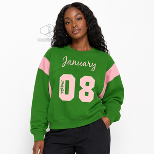 Alfa |   Kapa |   Sudadera Alpha AKA Sorority Januario 08 J08 para Mujer, Bordada, Estilo Universitario, Cuello Redondo - Product Image 3