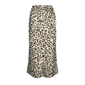 Jupe midi en mousseline pour femme, taille élastique, imprimé géométrique, style estival doux, coupe droite minimaliste, imprimé numérique bleu et blanc - Product Image 6