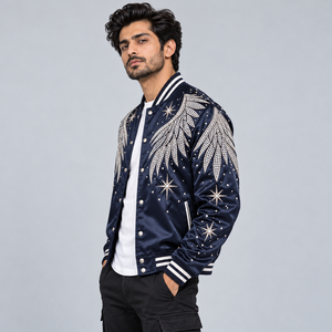Chaqueta de Satén con Pedrería Elegante, Chaqueta Bomber Premium con Cristales Brillantes y Ajuste Cómodo para un Estilo Casual Urbano - Product Image 2