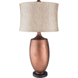 Lámpara de Mesa de Bronce con Textura Martillada en Forma de Calabaza, con Pantalla de Lino Natural, Iluminación para el Hogar, para Sala de Estar y Dormitorio, Venta al Por Mayor - Product Image 1