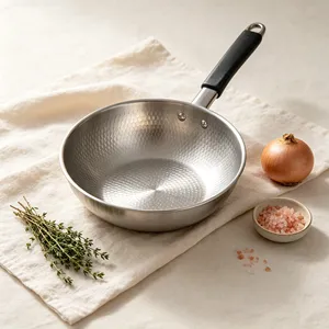 Stainless Steel Saute <b>Pan</b> Round Durable Minimalist Design Hand Wash Only No Coating General Use for Gas and <b>Induction</b> Cooker - Product Image 6