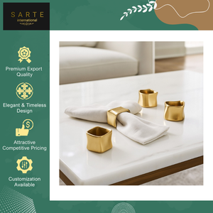 Anneaux de serviette de mariage de luxe faits à la main en métal doré, écologiques, durables, de la meilleure qualité, avec logo personnalisé, couleur beige naturel, pour un style moderne - Product Image 6