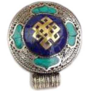 Colgantes de Metal con Diseño de Flor de Coral Plateados en Plata con Signo Auspicioso Budista - Product Image 2