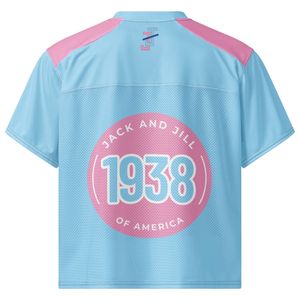 Maillot de football rose et bleu coupe ample en maille respirante à manches courtes – Tenue de sport pour supporter le jour du match - Product Image 3