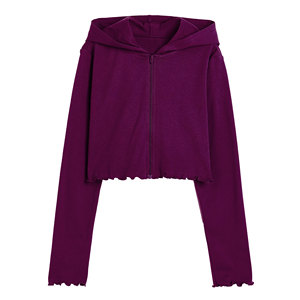 Sudadera con capucha corta y cremallera, de tejido grueso, venta directa de fábrica, ropa premium para mujer, hombros caídos - Product Image 1