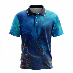 Chemises polo sublimées OEM pour hommes, chemises polo boutonnées d'été imprimées, 100% polyester, chemises polo de golf sublimées pour hommes - Product Image 3
