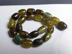 ลูกปัดหินอาเกตสีเขียวธรรมชาติทรงกระบอกขนาดใหญ่ลายเส้นมังกรแบบแตก - Product Image 2