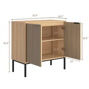 Credenza Moderna Minimalista in Legno con Dettagli in Marmo e Ripiani Regolabili per Cucina, Soggiorno, Ingresso - Product Image 2
