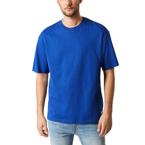 T-shirt classique tendance pour homme, bleu roi, manches courtes, col rond, 100 % coton, coupe oversize, motif décontracté, tissé respirant, contrastant - Product Image 1