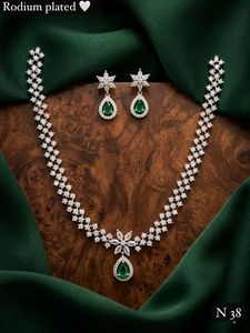 A.<b>D</b> Alloy Women's <b>Necklace</b> Earring Bracelet Set Crystal Rhinestone Geometric Design High Quality Latest Designed Party Silver - Product Image 1