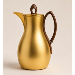 Luxury Gold Stainless Steel Thermal Coffee <b>Pot</b> with Wooden Handle <b>Tea</b> Carafe for Home Hotel and Ramadan Catering In Low Price - Product Image 3