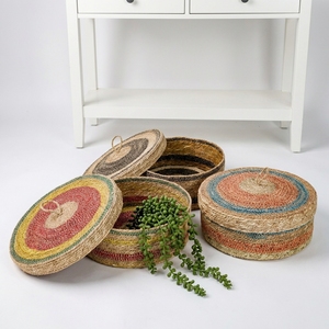 Handmade Seagrass Braided <b>Basket</b> Wholesale B2B Natural Fiber <b>Storage</b> <b>Basket</b> for Home Decor Living Room Organizer - Product Image 1