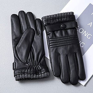 Gants en cuir pleine main, tendance, imperméables, couleur unie - Product Image 3