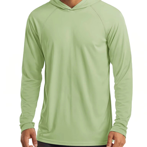 เสื้อยืดตกปลาผู้ชายสีพื้นแบบมีฮู้ด ป้องกันแสงแดด UPF 50+ แขนยาว เสื้อกีฬาตกปลา ป้องกันผื่นแดง - Product Image 1