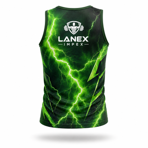 Camiseta de Gimnasio Personalizada con Estampado de Rayos Verdes para Hombre, Chaleco Deportivo Sublimado en 3D, Sin Mangas, para Entrenamiento Físico - Product Image 3