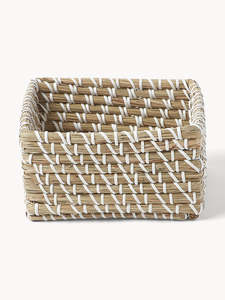 Natural Rattan <b>Storage</b> <b>Basket</b> <b>Rectangle</b> Shape Nordic Style Eco-Friendly Multi-Purpose Organizing Bin - Product Image 1